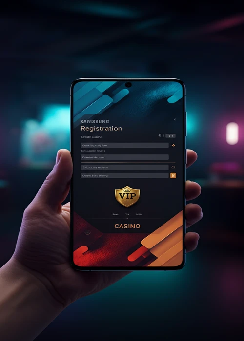 Benutzerfreundliches Registrierungsformular von Vipzino Casino, mit Feldern für Kontoerstellung und Passwort. Zeigt eine sichere Umgebung für die Anmeldung.